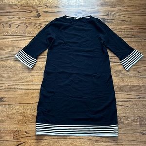 Boden | Black knit dress with white trim on bottom and sleeves. US size 12.